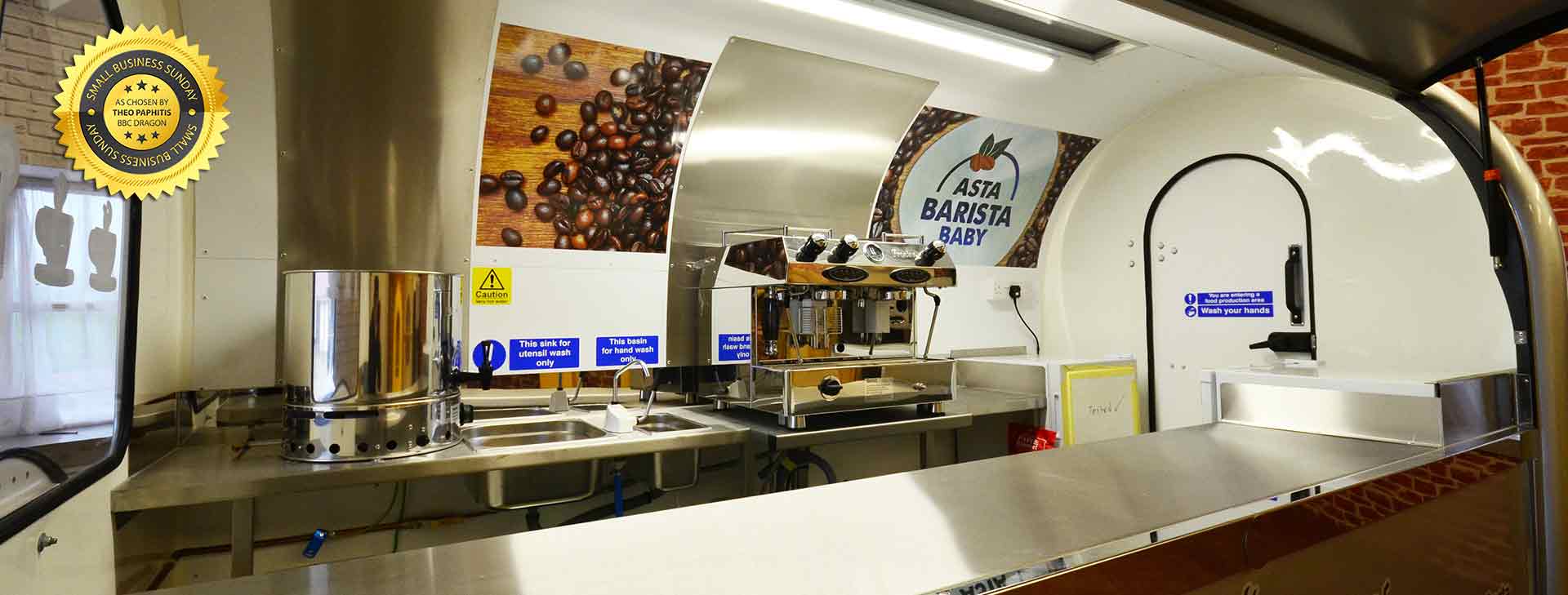 Coffee trailer interior