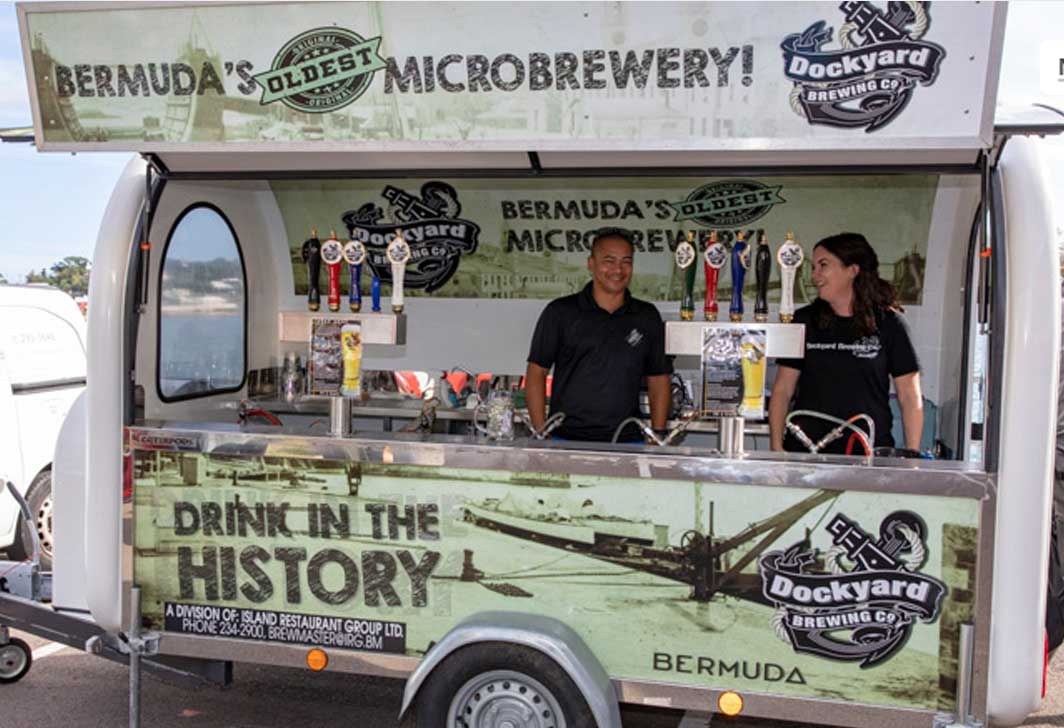 Dockyard Brewing Co Caterpod trading with two staff serving